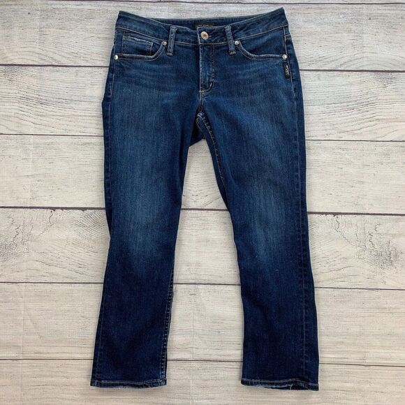 Silver Jeans Capri sz 28 6 Denim Suki Dark Wash Inseam 24" Stretch - Picture 1 of 7